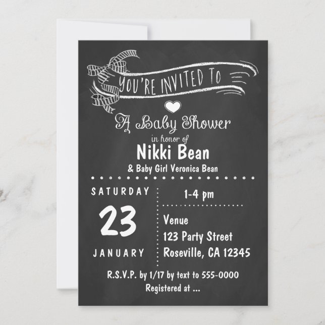 Invitaciones Chic con Arco de Cebra para Baby Show (Anverso)