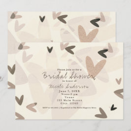 Invitaciones Chic Corazones Rosa y Beige para Cual