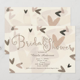 Invitaciones Chic Corazones Rosa y Taupe Despedida