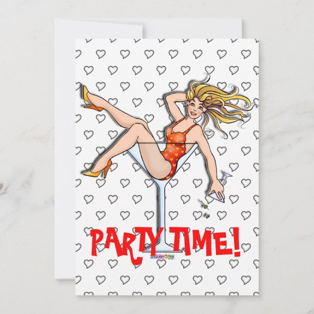 Invitaciones - chica en un Martini, Olivia (Anverso)