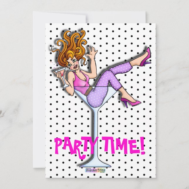 Invitaciones - chica en un Martini, rojo de Lil (Anverso)