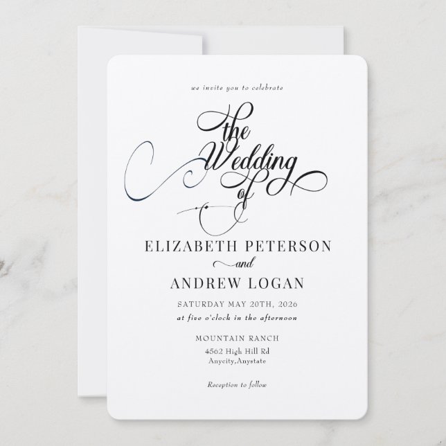 Invitaciones clásicas a la boda de guiones elegant (Anverso)