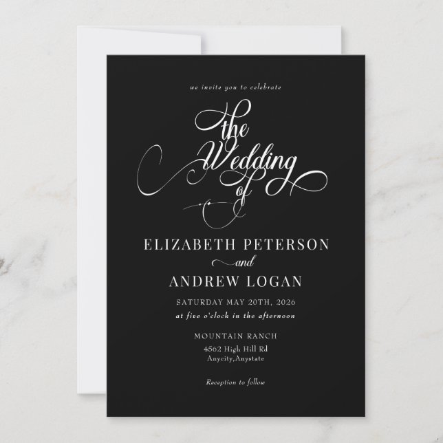 Invitaciones clásicas a la boda de guiones elegant (Anverso)