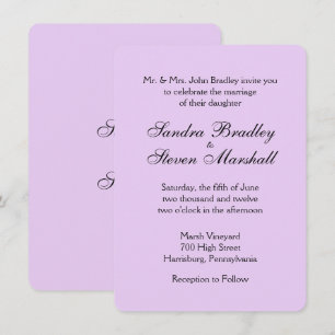 Invitaciones clásicas a la boda de lavanda