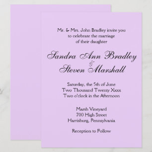 Invitaciones clásicas a la boda de lavanda