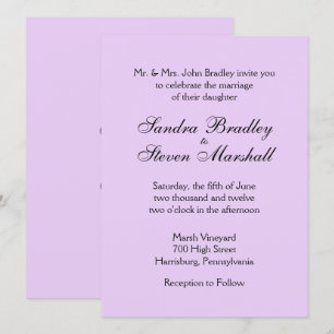 Invitaciones clásicas a la boda de lavanda