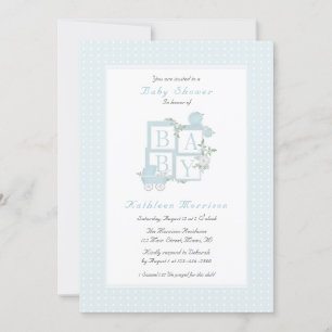 Invitaciones clásicas de bloques y carruaje para b
