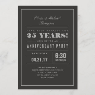 Invitaciones clásicas de bodas de plata aniversari