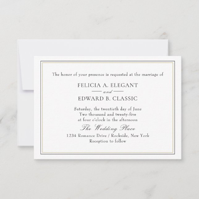 Invitaciones clásicas de casamiento tipográfico si (Anverso)