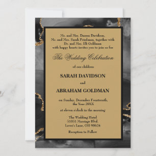 Invitaciones clásicas de matrimonio de oro para pa