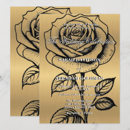 Invitaciones clásicas de Rosa negro dorado