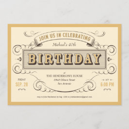 Invitaciones clásicas del cumpleaños del vintage