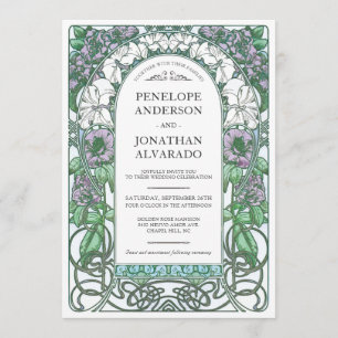 Invitaciones coloridas de la boda de Nouveau del