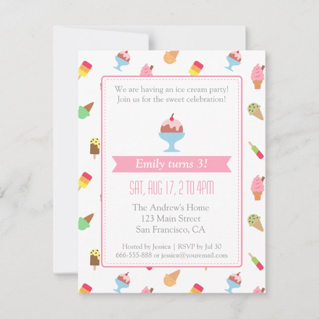 Invitaciones coloridas del fiesta del modelo del (Anverso)