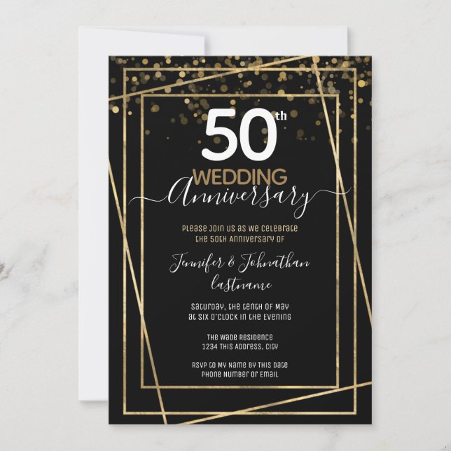 Invitaciones con borde dorado por el 50 aniversari (Anverso)