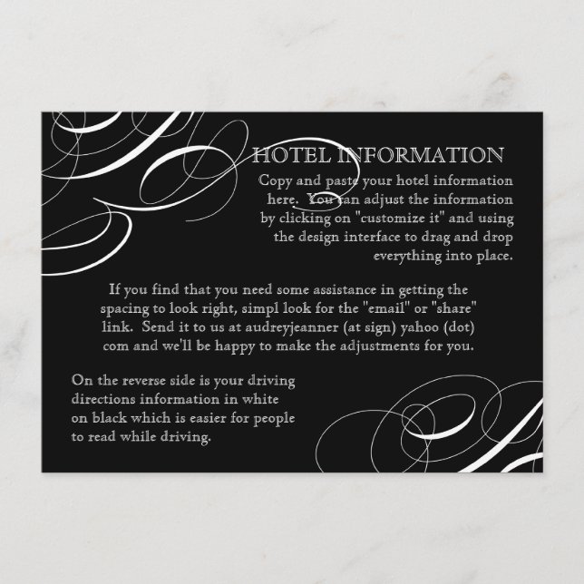 Invitaciones con Caligrafía de Remolino para Comer (Anverso)