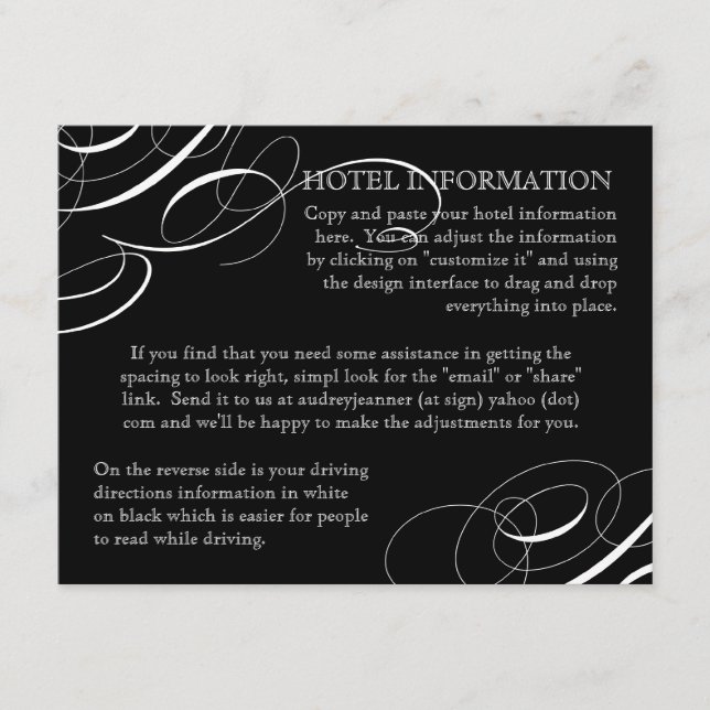 Invitaciones con Caligrafía de Remolino para Comer (Anverso)