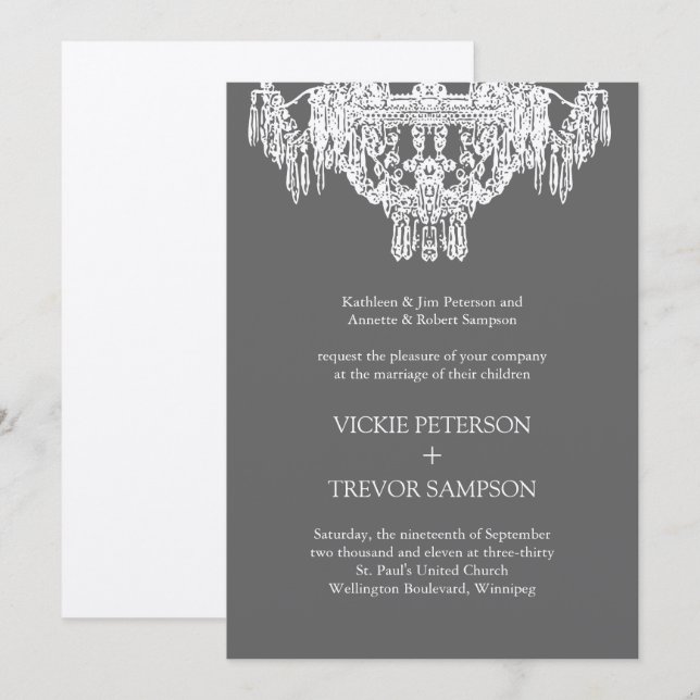 Invitaciones con clase de la boda de la lámpara (Anverso / Reverso)