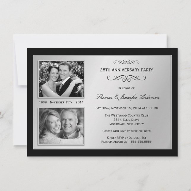 Invitaciones con Fotos del Pasado y Presente para  (Anverso)