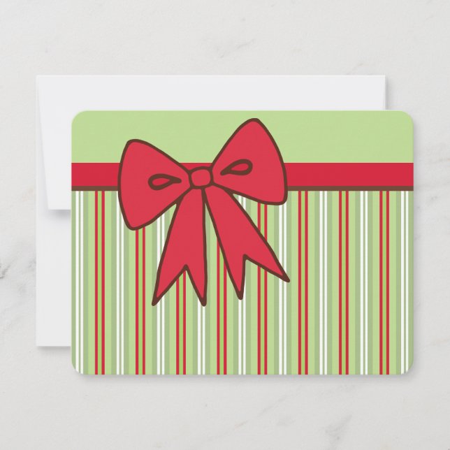 Invitaciones con lazo rojo retro para las fiestas (Anverso)