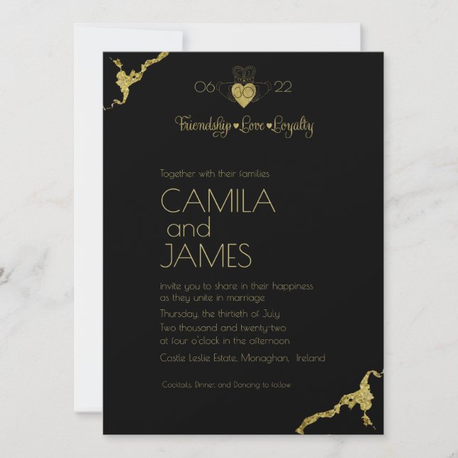 Invitaciones con Monograma de Claddagh (Anverso)