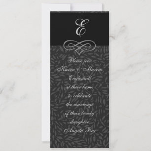 Invitaciones con Monograma Elegante en Blanco y Ne