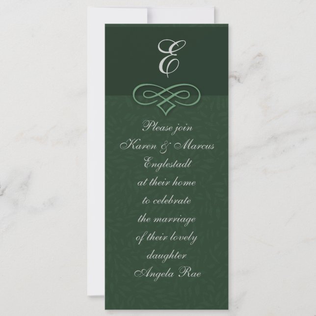 Invitaciones con Monograma Verde Elegante (Anverso)