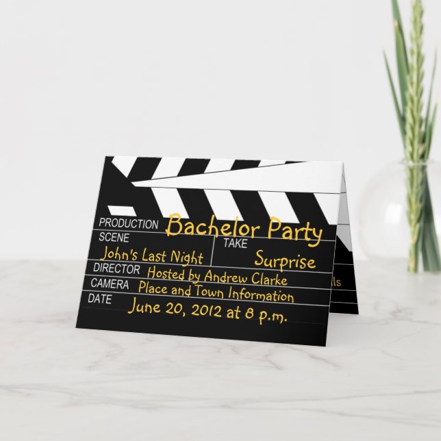 Invitaciones con tema de película para despedida d (Anverso)