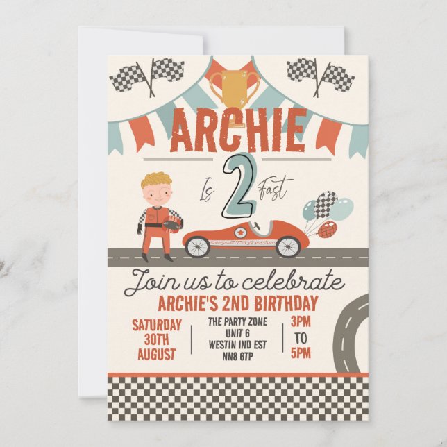 Invitaciones con temas de Race Car - Perfecto para (Anverso)