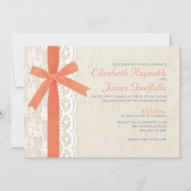 Invitaciones coralinas de la boda del arco y del (Anverso)
