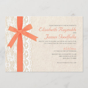 Invitaciones coralinas de la boda del arco y del