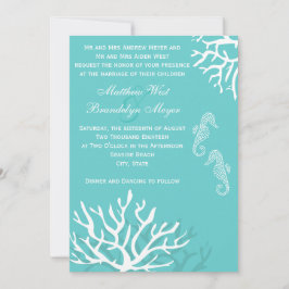 Invitaciones coralinas de la boda del Seahorse del