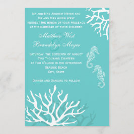 Invitaciones coralinas de la boda del Seahorse del