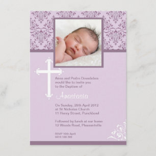 Invitaciones cruzadas blancas del bautizo del