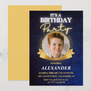 Invitaciones cumpleaños 13 niño Elegante Chic Foto