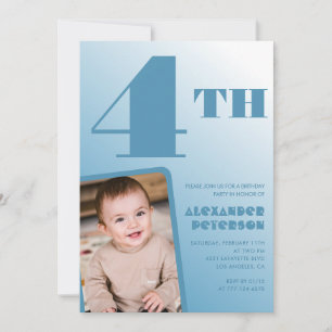 Invitaciones cumpleaños 4 años niño Foto Azul