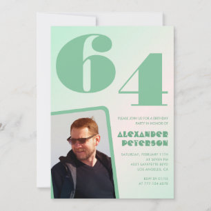 Invitaciones cumpleaños 64 verde gradiente Niño Fo