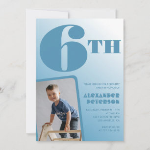 Invitaciones cumpleaños 6 niño Foto Azul