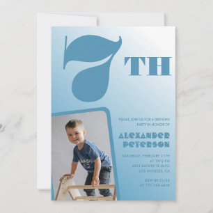 Invitaciones cumpleaños 7 niño Foto Azul