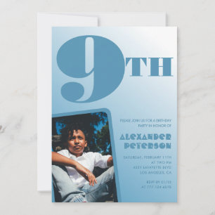 Invitaciones cumpleaños 9 niño Foto Azul
