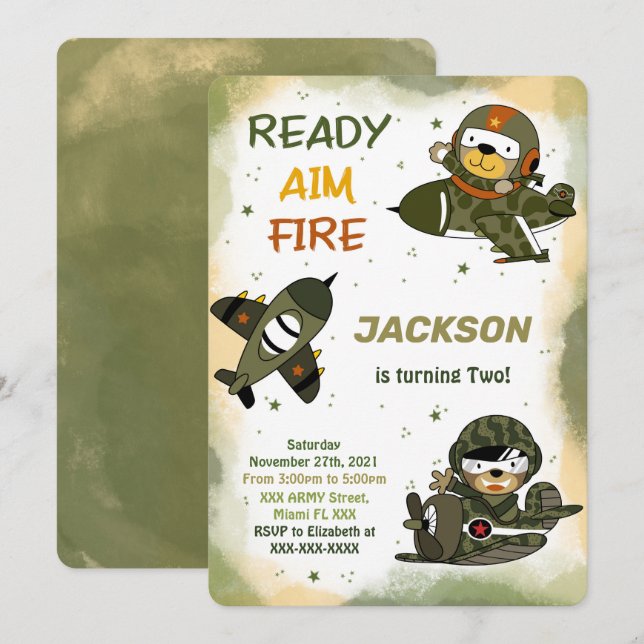 Invitaciones Cumpleaños del Ejército (Anverso / Reverso)