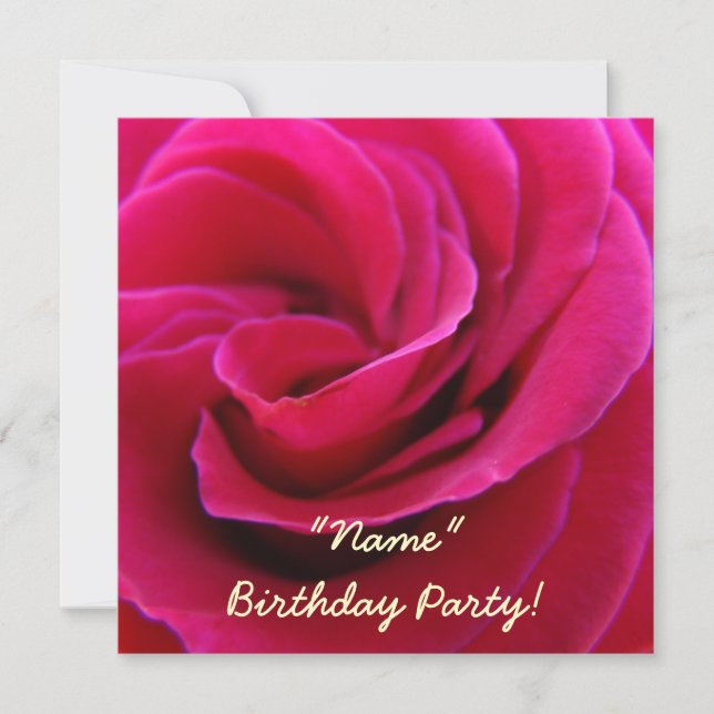 Invitaciones Cumpleaños Fiesta Tarjetas Flor Rosa  (Anverso)