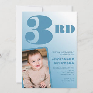 Invitaciones cumpleaños niño 3 años Foto Azul