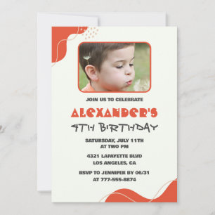 Invitaciones cumpleaños niño 4 años Modernas Foto 