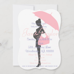 Invitaciones curvadas a la ducha de silueta rosa