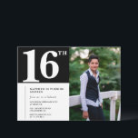 Invitaciones de 16 años de negro Foto de Moda mode<br><div class="desc">Invitaciones de 16 años de negro Moda moderna Fotografía caligrafía tipografía clásico hombre elegante hombre masculino</div>