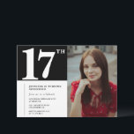 Invitaciones de 17 años de negro Foto de Moda mode<br><div class="desc">Invitaciones de 17 años de negro Moda moderna Fotografía caligrafía tipografía clásica elegante femenina</div>
