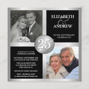 Invitaciones de 25º Aniversario con 2 Fotos