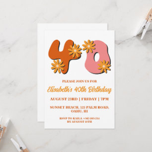 invitaciones de 40 años florales modernas