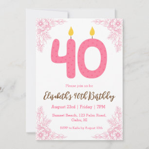 invitaciones de 40 años florales modernas